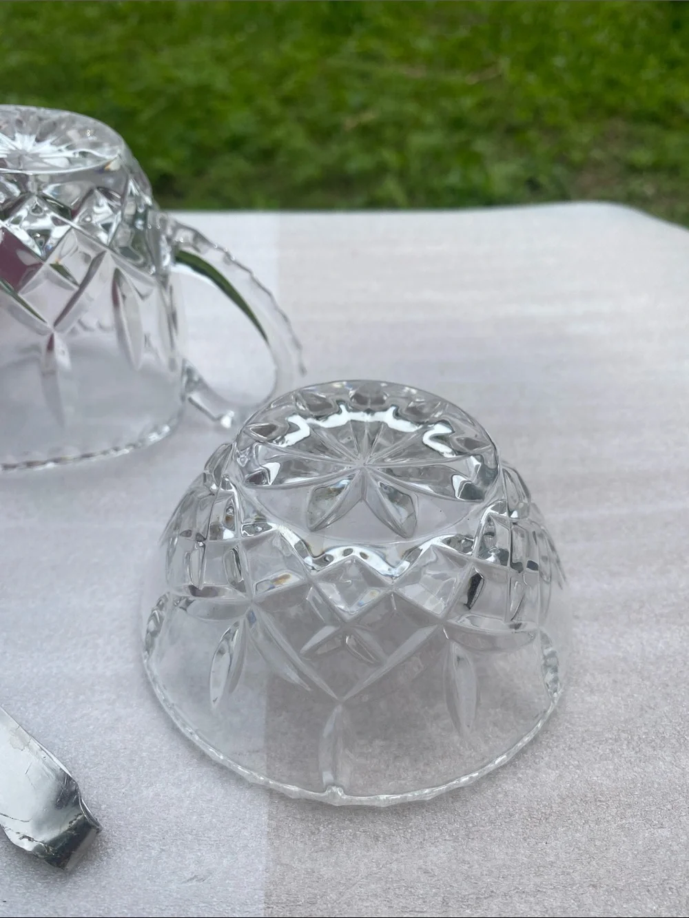 Crystal Gems 24% Lead Crystal Creamer Sugar Bowl Serving Spoon Original Box 1970